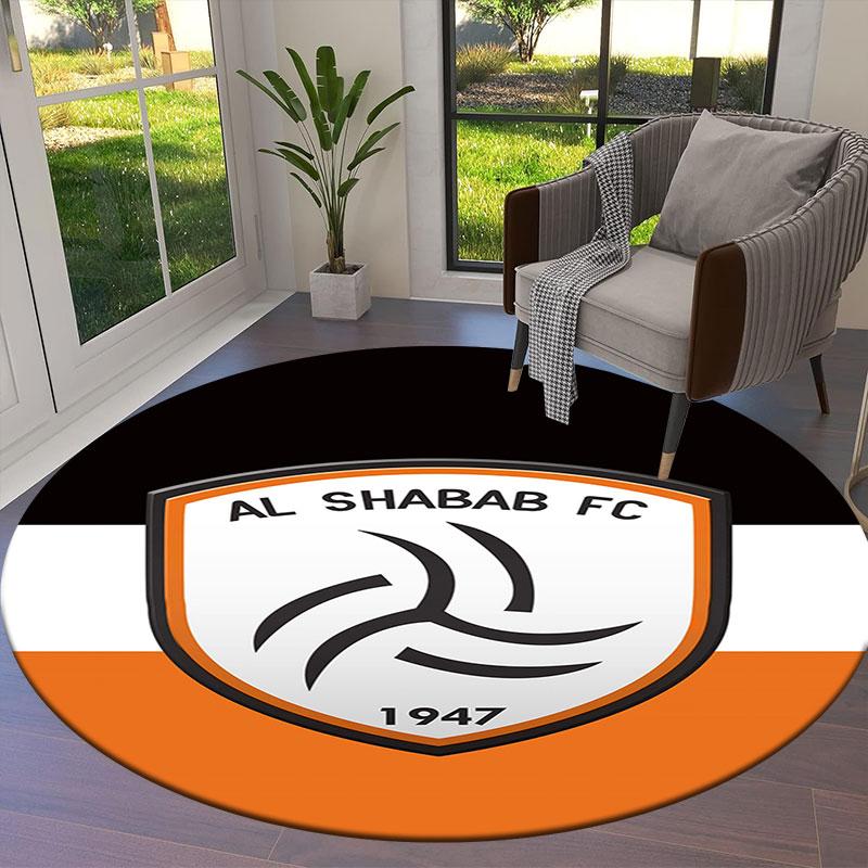 Круглый ковер Al-Shabab FC, Ковер для гостиной, спальни, дивана, игровой комнаты, Нескользящий коврик для пола