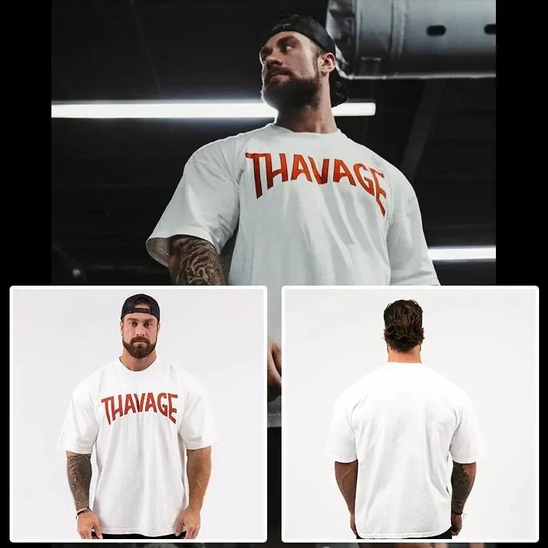 Футболка CBUM Gym Thavage Cotton Men Harajuku с короткими рукавами Футболка для бодибилдинга Спортивные футболки Летние тренировки Тренировка Бег