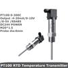 RS485 4-20mA 0-10V 0-5V Temperature Signal Transmitter Converter -50 to 200C 304SS Probe DC24V PT100 Temperature Sensor
