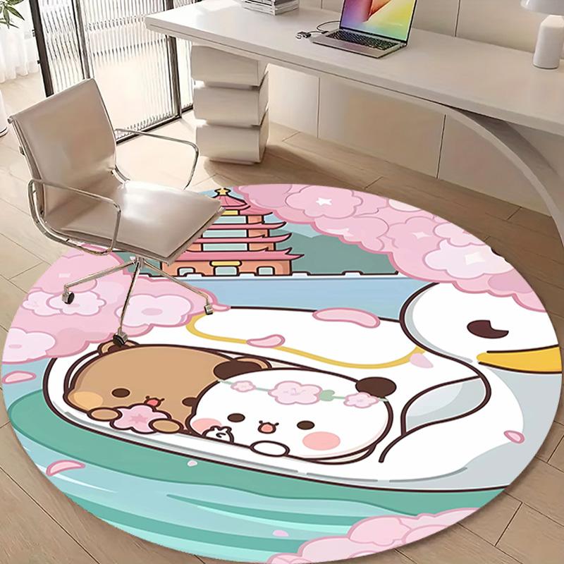 1pc Yier BuBu Bear1 Design Printed Area Round Carpet for Bedroom Living Room Home Decor Rugs Mat Non Slip Mat Rug for Bedside
