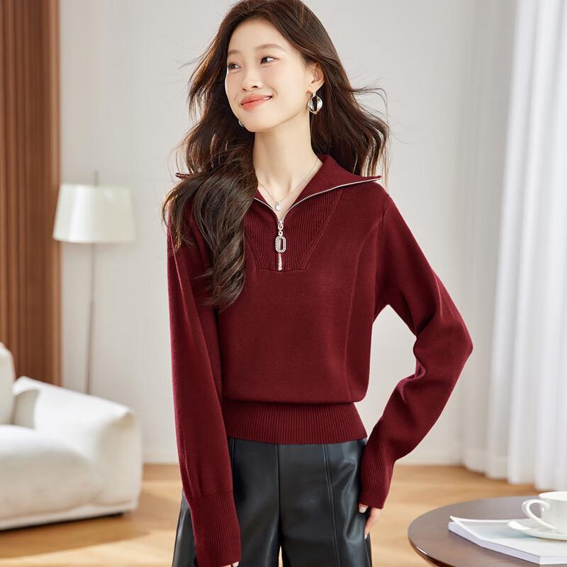 Srcr Women's Wool Blend Short Lapel Knit Sweater