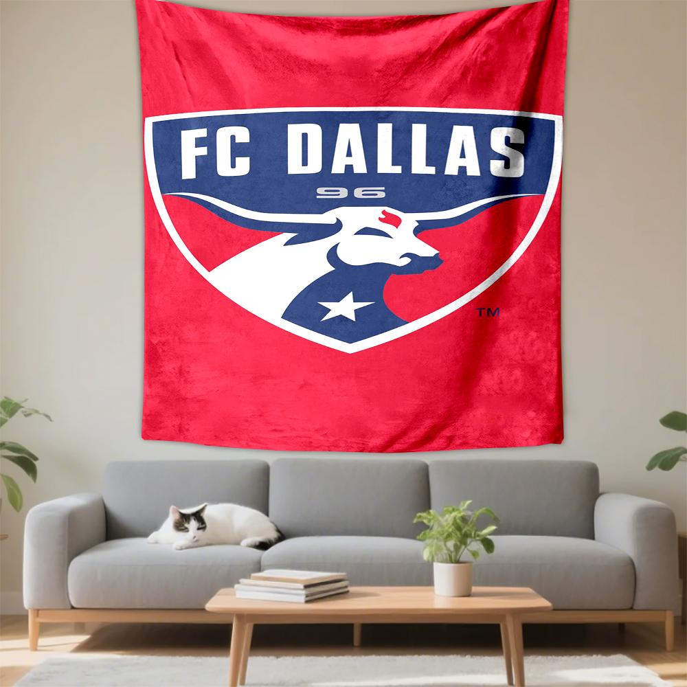 FC Dallas Logo Red Blue Bull Star Symbol Patterned Tapestry for Bedroom and Living Room Home Decor Sofas