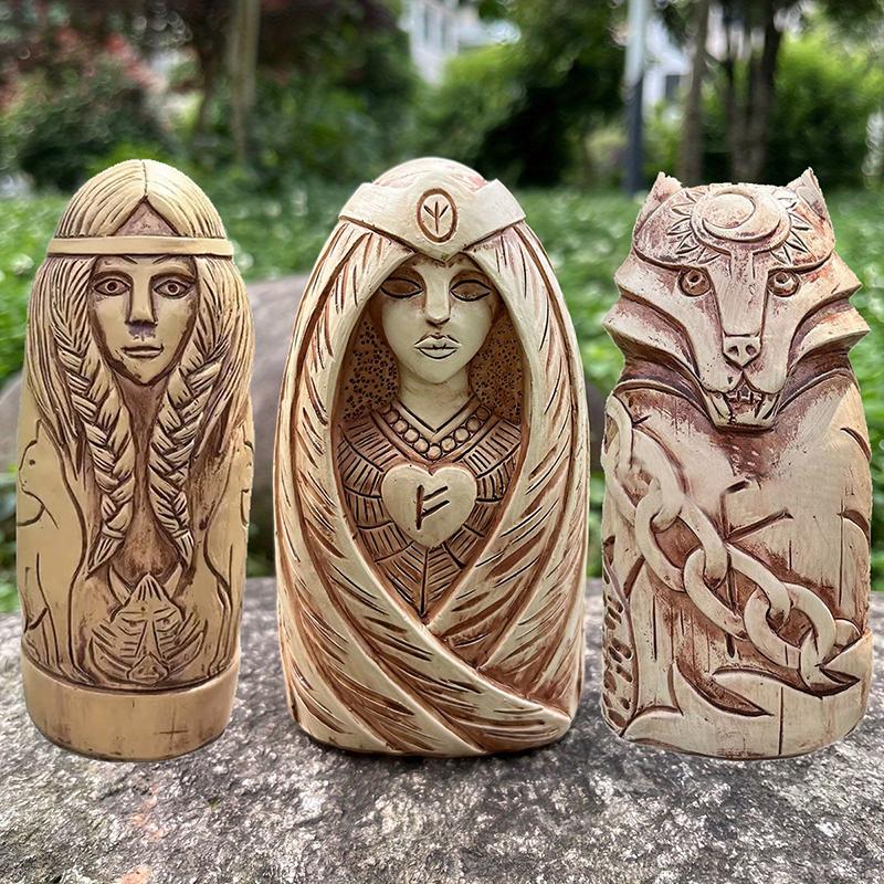 Статуя богини Фрейи викингов, смоляная скульптура, религиозная фигурка ангела, напольная, скандинавская алтарная скульптура для домашнего декора