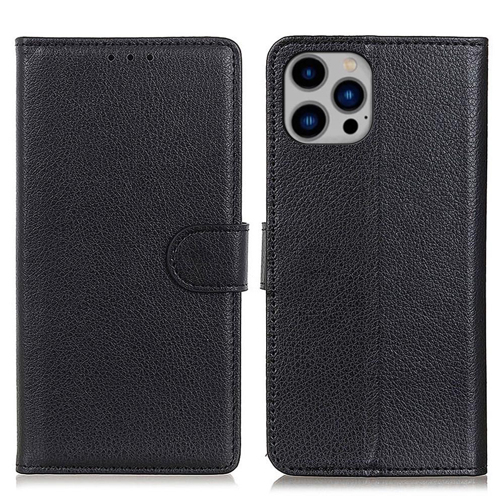 For iPhone 16 Pro Case PU Leather Litchi Texture Magnetic Flip Phone Cover