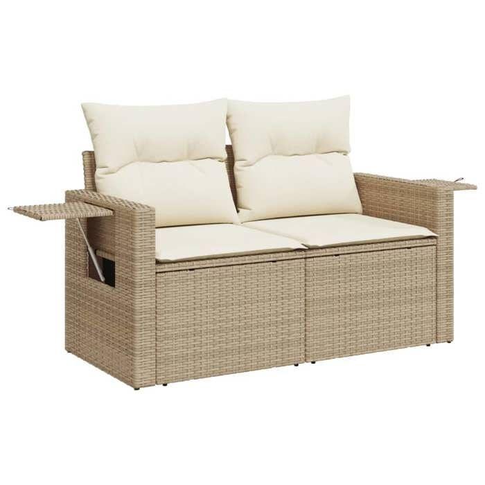 VidaXL Salon de Jardin avec Coussins 10 pcs, Canapés de Terrasse, Ensemble de Meubles de Patio, Mobilier d'Extérieur, Beige 3224847