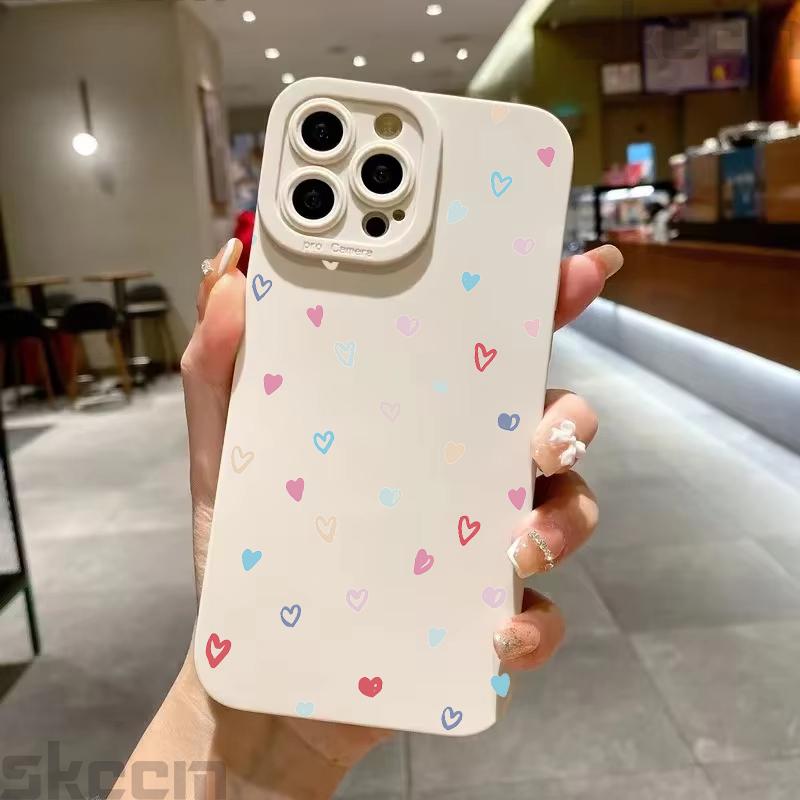 Красочный маленький силиконовый чехол-сердечко для iPhone 17 16 15 Pro Max 11 12 13 14 Pro Plus, противоударный и защищающий от падений