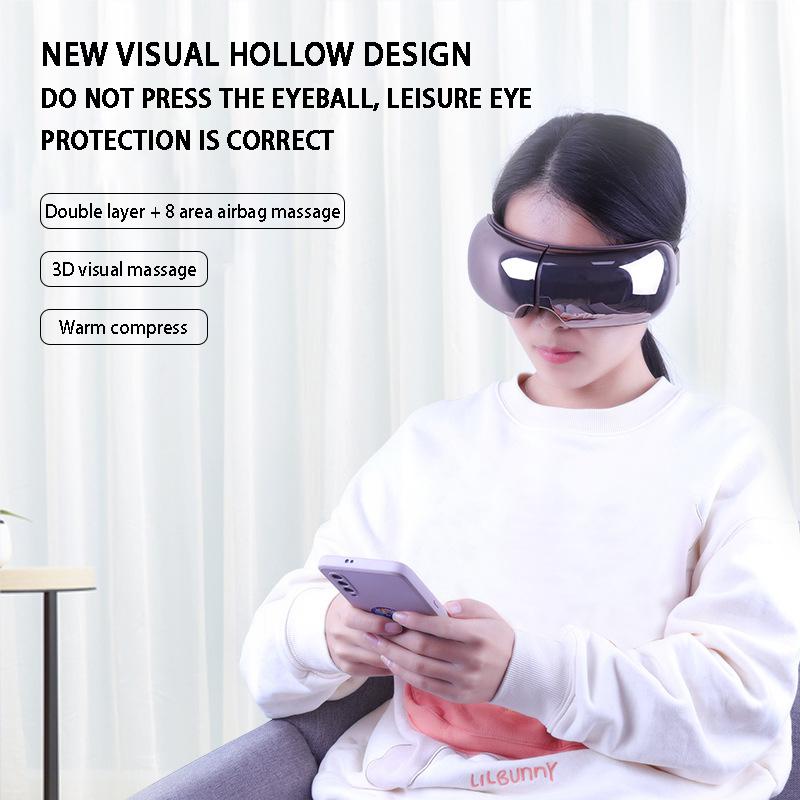 Multifunctional Eye Care Instrument Cold and Hot Eye Mask Smart Air Pressure Vibrating Eye Massager with Heating & Music Relieve Fatigue Promote Sleep