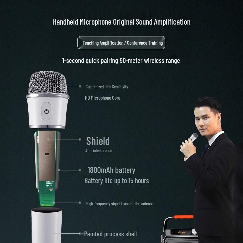 Портативная уличная Bluetooth-колонка для караоке SHIDU с усилителем, штекер CN (адаптер в комплекте) (Китайская версия)