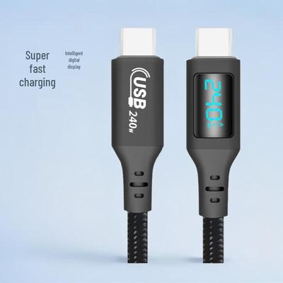USB2 Цифровой дисплей 240 Вт Быстрая зарядка Двойной кабель Type-C с монитором тока, напряжения и мощности