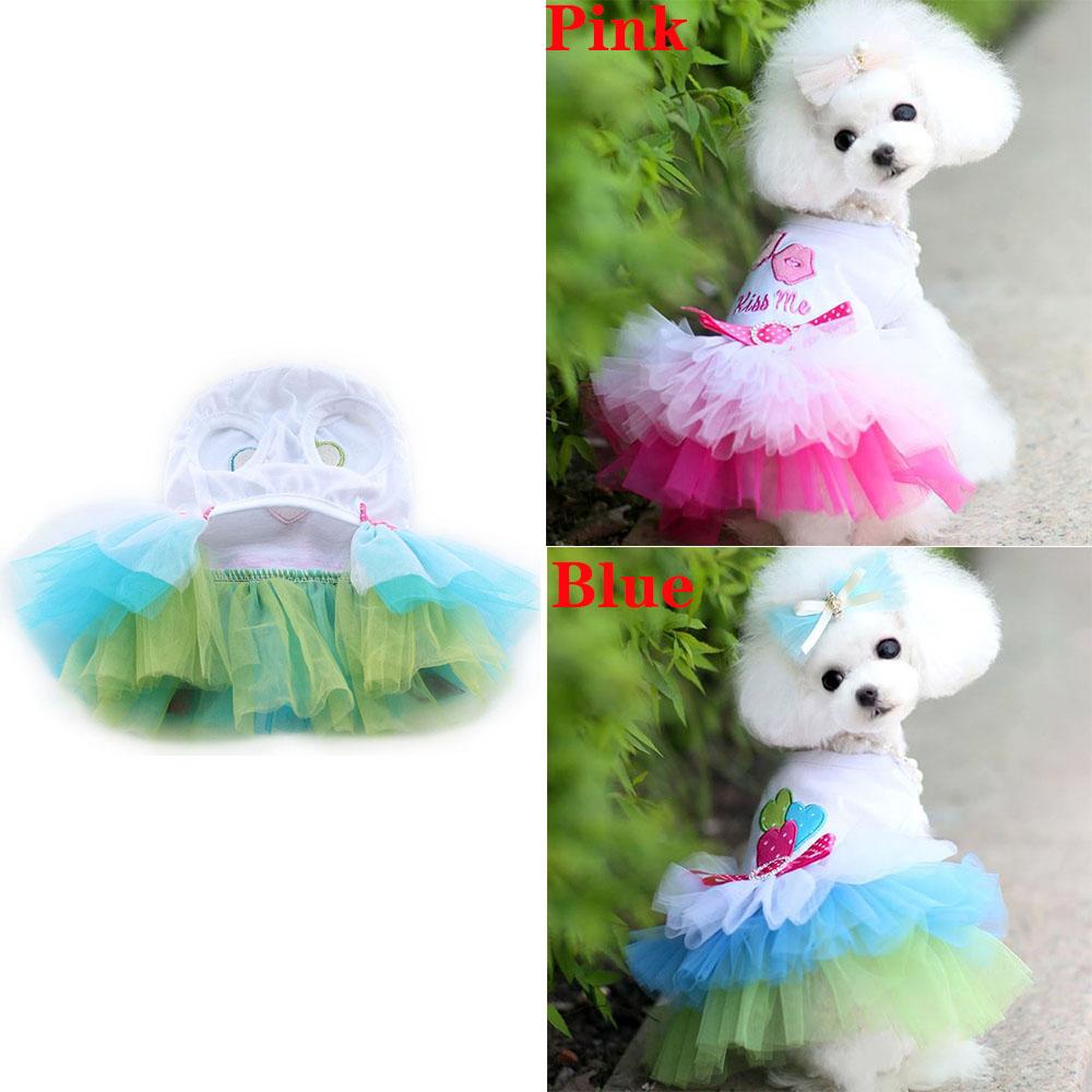 Lips & Love Heart Print Pet Clothes Princess Dress Cotton Lace Tutu Skirt Small Dog Cat Dress