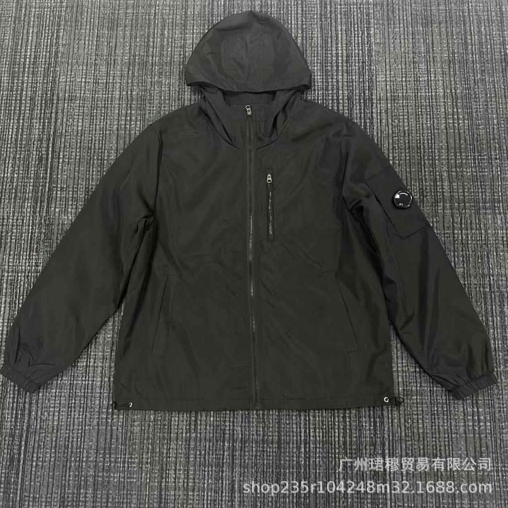 Cross-border foreign trade Spring and Autumn CP zipper hooded jacket Men's trendy youth jacket Solid color versatile loose jacket