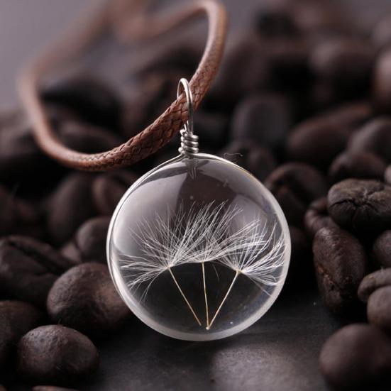 Стильное стеклянное ожерелье из одуванчика, автомобильный шар, подвеска, подвесное украшение для интерьера