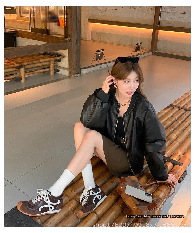 Женские туфли на каблуке 7 см, кожаные, в стиле «уродливая милота», с цветными блоками, осень/зима 2025