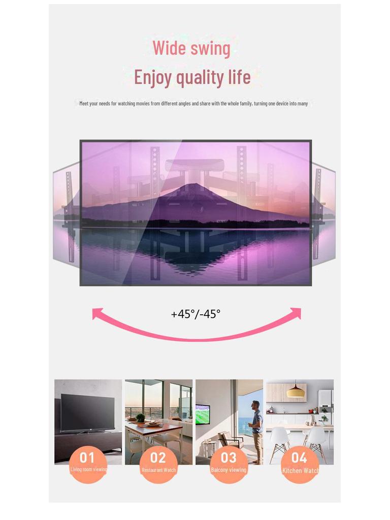 Universal Wall-Mounted Rotating TV Stand, Retractable for 43-85 Inch Displays