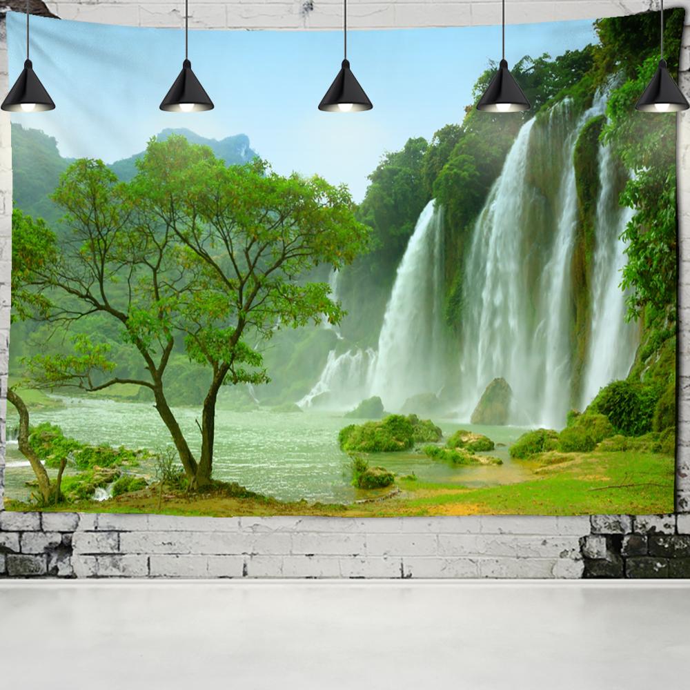 Водная Занавеска Пещера Водопад Гобелен Настенный Богемный Пейзаж Хиппи Психоделическое Искусство Домашний Декор