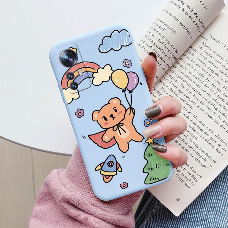 Цветочный чехол для телефона для Xiaomi 12T Mi12T Pro Funda Милое сердце Мультяшная сова Xiaomi 12 T Xiaomi12T Pro Матовый мягкий ТПУ задняя крышка