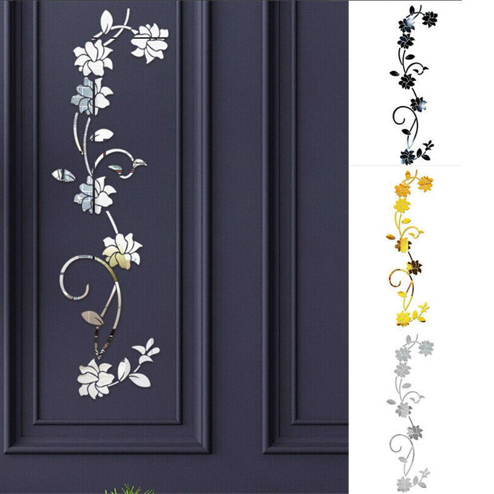 Acrylic Art 3D Mural Flower Shape Decal Mirror Wall Stickers