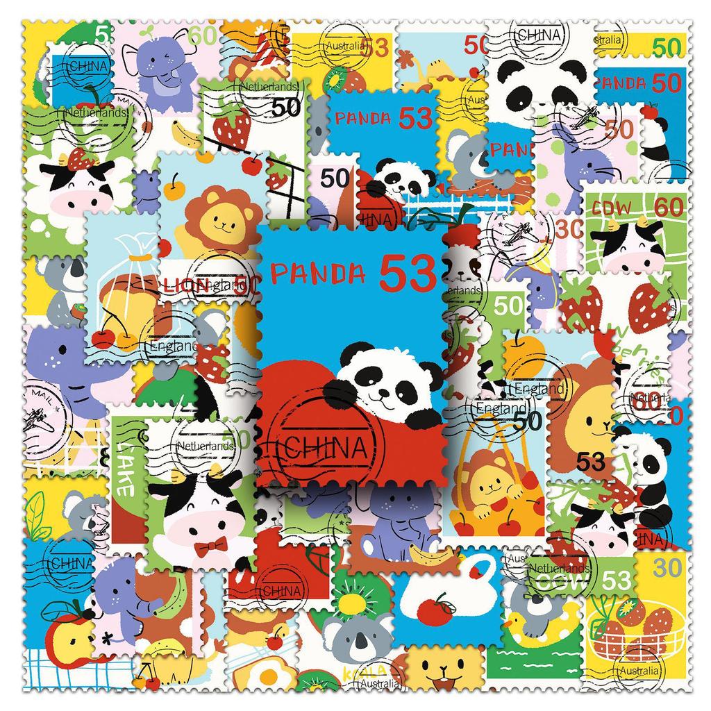 50 Hand-Painted Animal Doodle Stickers for Outdoor Travel, Water Bottles, and Phones