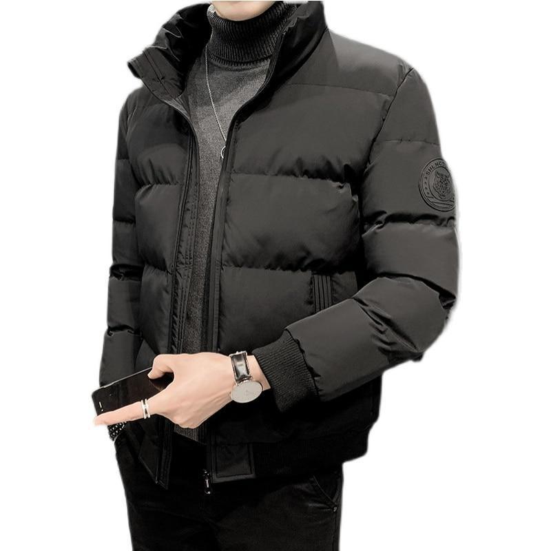 Зимняя мужская хлопковая куртка, модная однотонная толстая куртка, теплое пальто большого размера