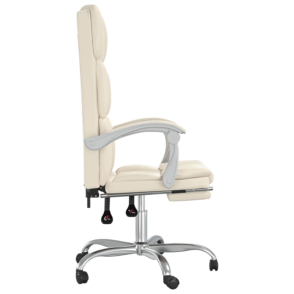 Office Chair with Reclining Function Cream Faux Leather