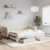 VidaXL Daybed with Trundle and Drawers Cream 100x200 Cm Fabric 3196879