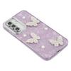 For Samsung Galaxy S25/S24 Case Butterfly Pearl Decor IMD PC+TPU Phone Cover with Glass Lens Film