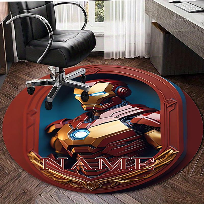 Personalized I-Iron Man Round Chair Office Rug - Perfect for Mat, Office Chair & More - Ideal Gift for Birthdays and Holidays