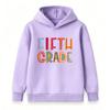 Kids Boys Girls Hoodie Pullover Sweatshirt, Funny Colorful Fifth Grade Letter Print Casual Long Sleeve Hooded Top for Back to School Daily Wear