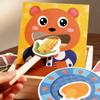 Деревянная игра «Кормление медведя» для малышей, 30 карточек с едой (фрукты, овощи, десерты), ложка, тарелка. Развивает мелкую моторику, познание еды