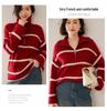 Soft Luxury Cashmere Polo Collar Sweater for Women - Thick, Loose Knit Pullover for Autumn and Winter