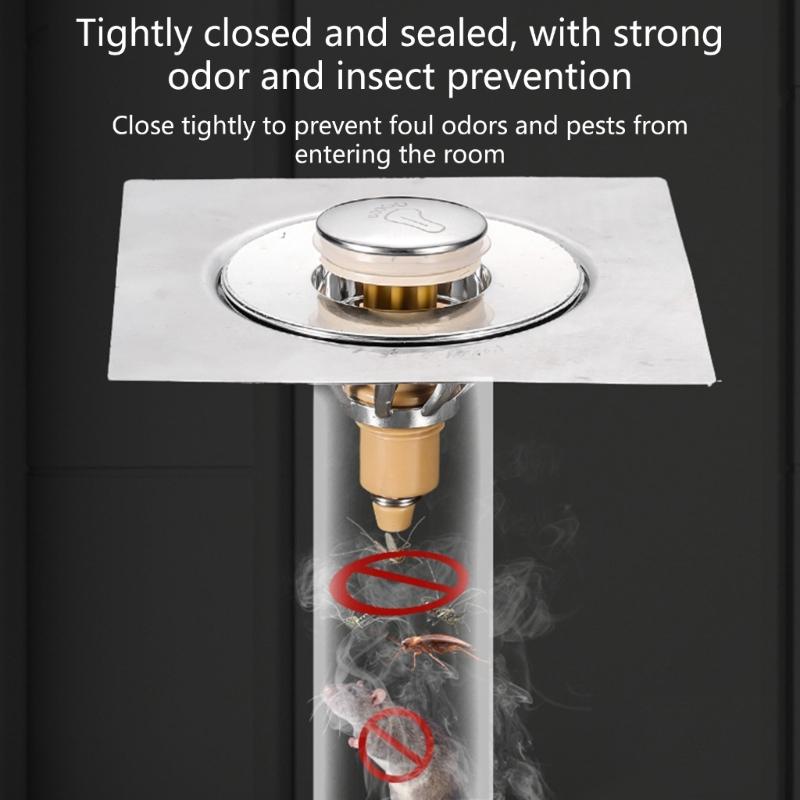 Foot Floor Drain Strainer Bounce Type Square Shower Drain Hair Catcher Strainer for Bathroom Shower Easy to Use