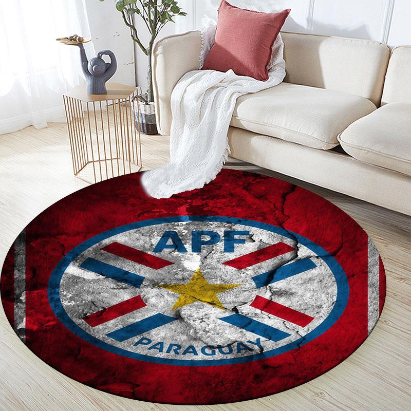 Paraguay national football Round Rug, Non Slip Washable Circular Carpet For Living Room Bedroom Playroom, Sports Fan Decor, Holiday Birthday Gift