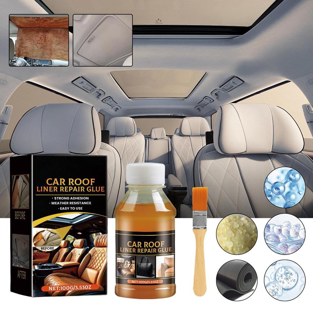 Car Headliner Adhesive 100g Car Upholstery Glue Automotive Strong Adhesive with Brush Upholstery Repair for Leather Fabric