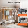 Heavy Duty Clothes Rack, Double Hanging Rod Clothing Garment Rack for Hanging Clothes, Adjustable Height and Extendable Length Clothing Rack with