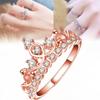 Красивое кольцо-корона в корейском стиле с покрытием из розового золота и искусственными драгоценными камнями для женщин