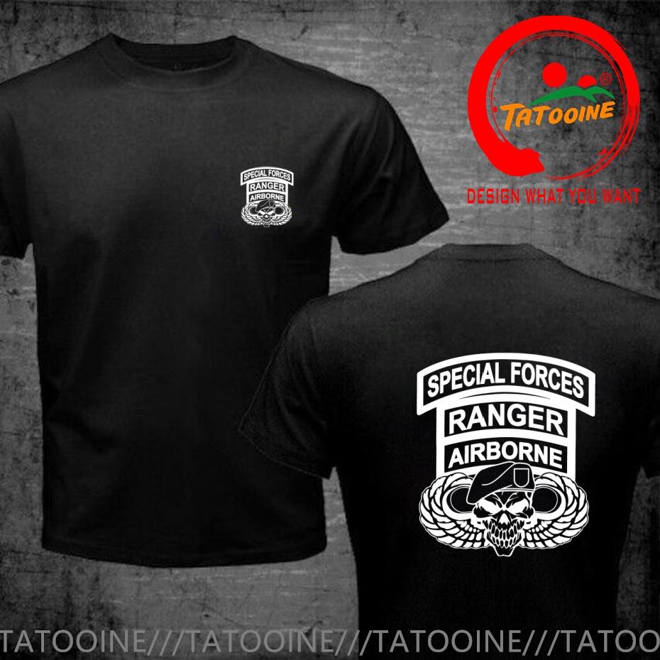 Funny Design US Special Forces Ranger Airborne Skull Shirt Unisex Fashion Trendy Casual Clothing Stylish Tops Tee Shirt Leisure