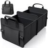 Car Trunk Organizer Foldable Portable Storage Box with Non-Slip Base 2 Compartments Car Storage Container for Groceries Sports Gear