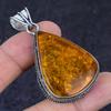 Baltic Amber Gemstone Handmade 925 Sterling Silver Jewelry Pendant 2.25" w1W38