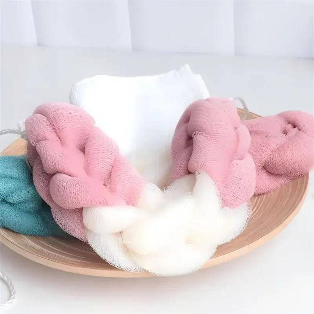 Colour Block Foaming Net Mesh Bath Towel Simple Bath Sponge  Shower Use