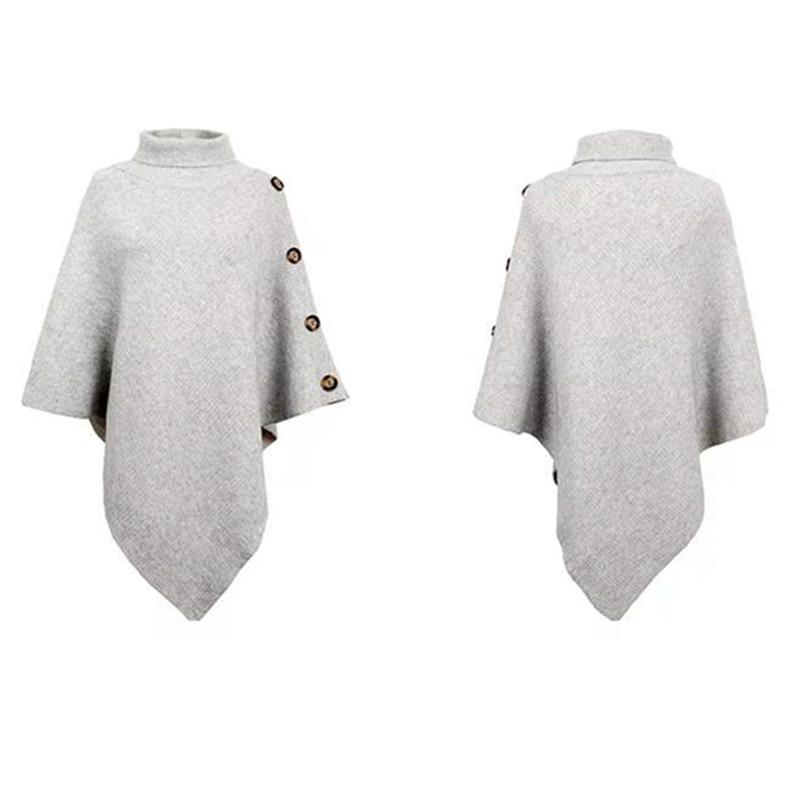 Осенне-зимняя мода Водолазка Необычный женский пуловер Свободная шаль-накидка Однотонный вязаный кардиган Длинные топы Офисная повседневная одежда