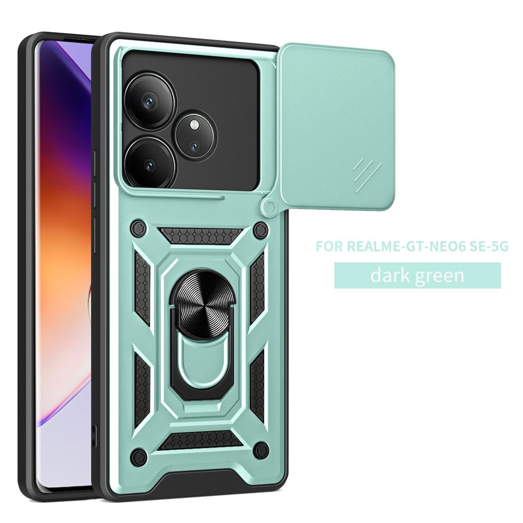 Чехол для Realme GT 6 Чехол-обложка для Realme GT 6T Чехол для Realme GT Neo 6 se Магнитное кольцо-держатель Бронированный чехол для телефона Защитная задняя крышка со шторкой для камеры