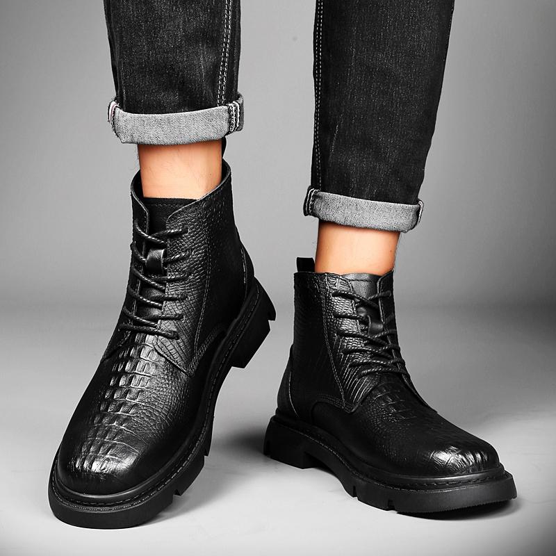 High Quality Men's Boots Winter Plus Velvet Leather Shoes Fashion Cotton Shoes Fashion Ankle Boots Business Casual Outdoor Shoes