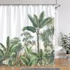 Tropical Botanical Jungle Animal Shower Curtain Coconut Flamingo Giraffe Bluebird Polyester Fabric Shower Curtain Bathroom Decor