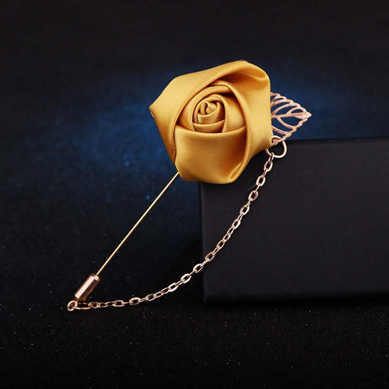 1pc New Brooch Pin Boutonniere Stick Suit Lapel Leaf Wedding Men Gift Rose Flower Men Jewelry Golden Fashion Delicate Jewelry