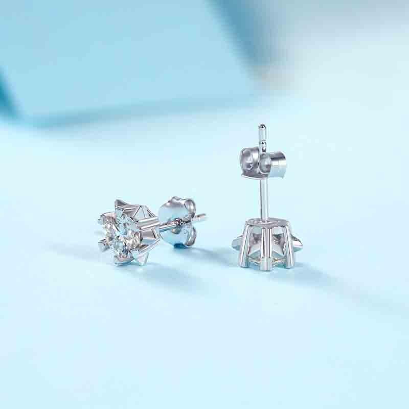 Серьги-гвоздики с муассанитом цвета D 0,5 карата для женщин, высокое качество, сверкающее свадебное украшение из 100% стерлингового серебра 925 пробы