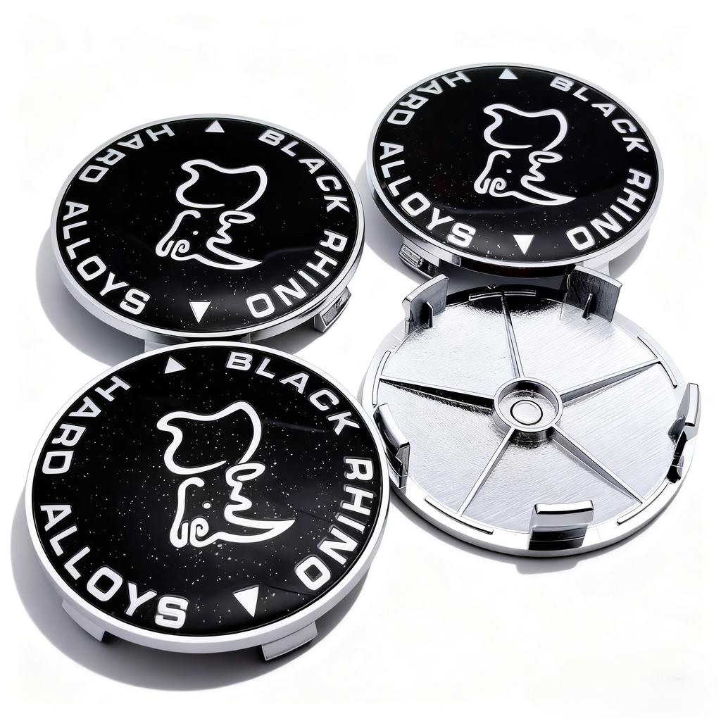 4pcs Black Rhino Logo Emblem Badge Car Wheel Center Caps 68MM Clips 63MM Wheels Hub Cap Rim Hubcaps Dust Cover Car Accessories