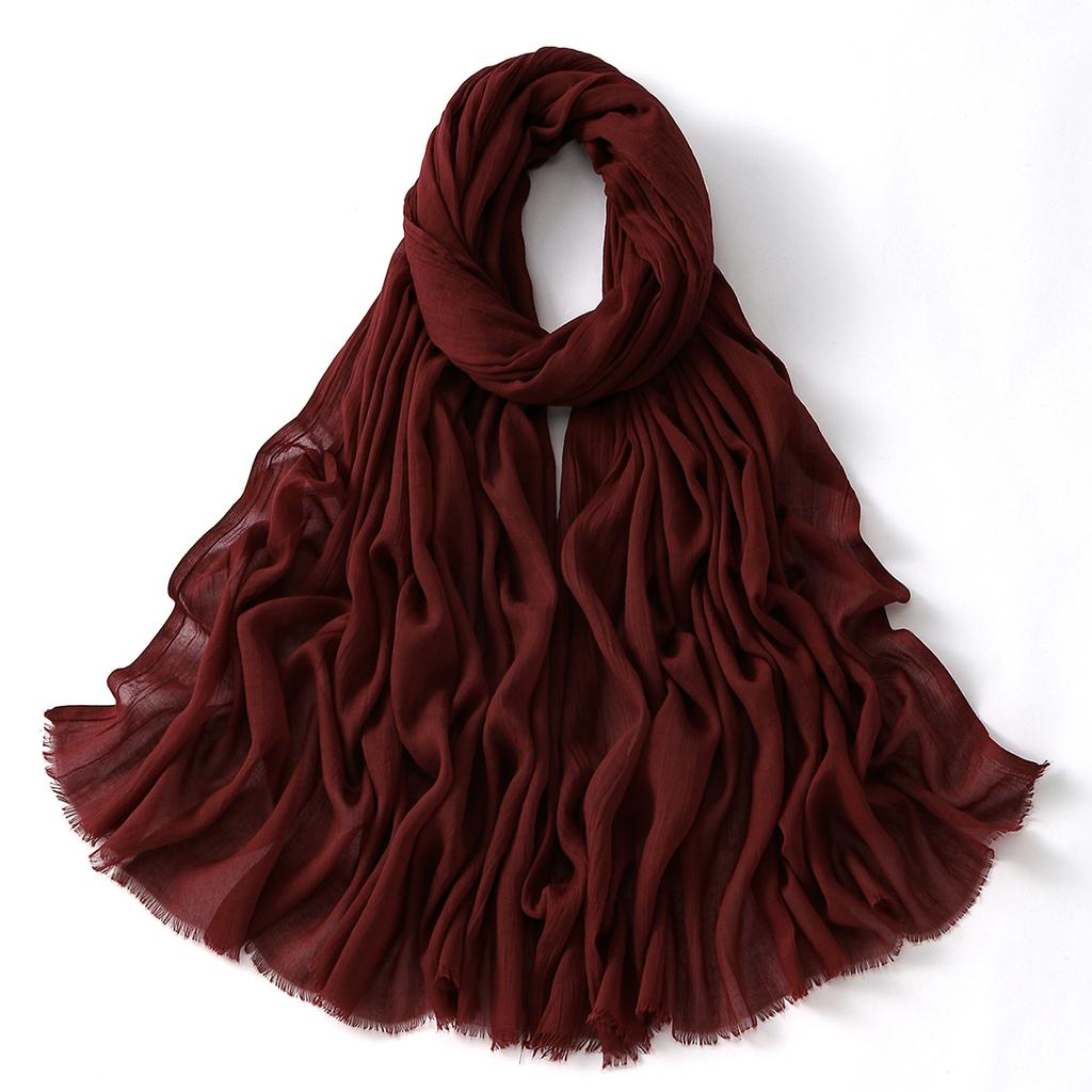 Muslim Cotton Rayon Hijab Solid Color Plain Scarf Women Soft Cotton Viscose Thin Voile Shawl Remove Edge Headscarf Turban