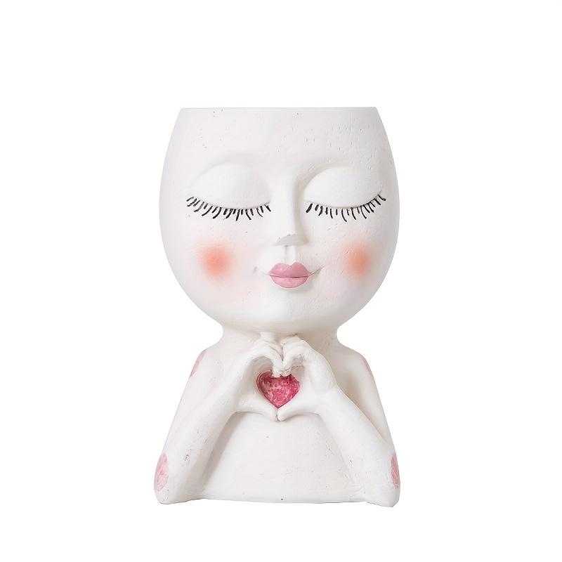 Девочки Лицо Цветочный Кашпо Креативный Настольный Декор Двор Сад Балкон Украшения Изделия Из Смолы Суккулентное Растение Цветочный Горшок