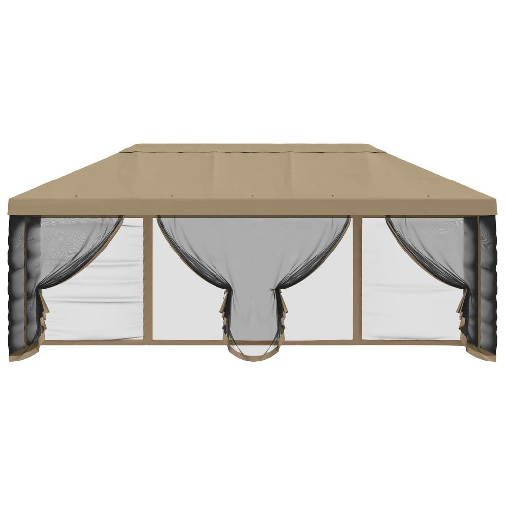 Pavilion Roof with Side Walls 6 x 3 m Beige Polyester 190 gsm