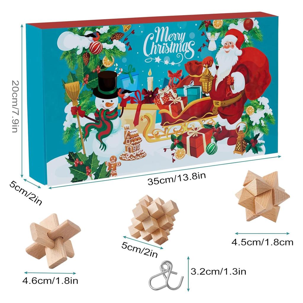 24-Day Brain Teaser Advent Calendar 24 Challenging Puzzles 3D Logic Games for Teens Adults Christmas Countdown Calendar
